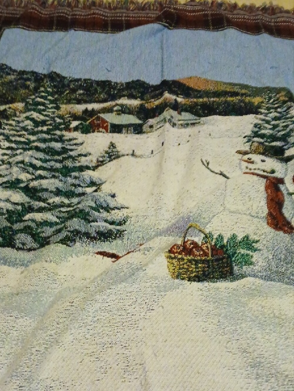 Holiday Winter Scene Decorative Throw Blanket - Green/White - Picture 3 of 6